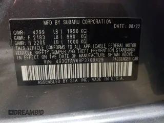 2023 Subaru Impreza Premium with VIN 4S3GTAV68P3700429, listed as a Copart auction lot 53397865 with 14,551 mi miles and Salvage title. Bid and sale history available at DreamBid. Image 13.