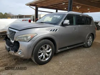 2011 Infiniti QX56 7-passenger with VIN JN8AZ2NE9B9005517, listed as a Copart auction lot 44799925 with 150,030 mi miles and Salvage Title. Bid and sale history available at carsss.com. Image 1.