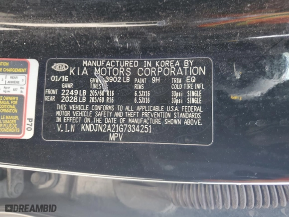 2016 Kia Soul with VIN KNDJN2A21G7334251, listed as a Copart auction lot 46625095 with 129,541 mi miles and Salvage Title. Bid and sale history available at carsss.com. Image 13.