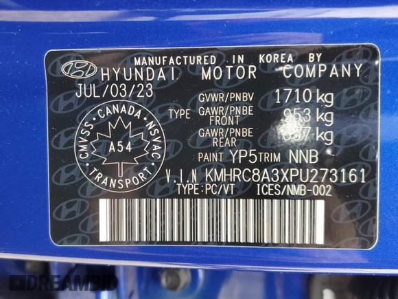 2023 Hyundai Venue SEL z VIN KMHRC8A3XPU273161, wystawiony jako Copart lot #61564335 z przebiegiem 1 083 mil mil oraz Szkoda całkowita • Salvage title. Historia ofert i sprzedaży dostępna na DreamBid. Obrazek 14.