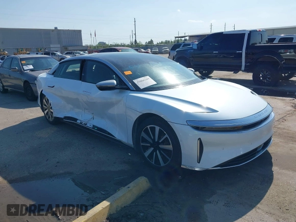2022 Lucid Air Grand Touring with VIN 50EA1GBA5NA001268, listed as a IAAI auction lot 41866289 with 7,498 mi miles. Bid and sale history available at carsss.com. Image 1.
