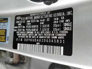2013 Kia Sorento EX with VIN 5XYKUDA62DG345831, listed as a Copart auction lot 86206974 with 0 mi miles and Clean Title. Bid and sale history available at carsss.com. Image 13.