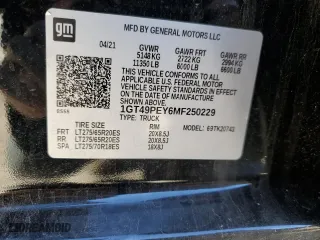 2021 GMC Sierra 2500HD AT4 with VIN 1GT49PEY6MF250229, listed as a Copart auction lot 89206225 with 77,462 mi miles and Salvage Title. Bid and sale history available at carsss.com. Image 15.