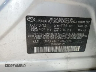 2014 Hyundai Sonata SE with VIN 5NPEC4AC7EH828456, listed as a Copart auction lot 51327875 with 162,843 mi miles and Salvage Title. Bid and sale history available at DreamBid. Image 12.