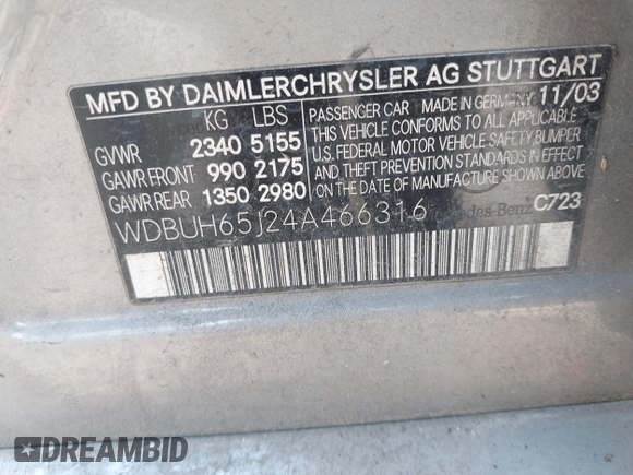 2004 Mercedes-Benz E 320 z VIN WDBUH65J24A466316, wystawiony jako IAAI lot #41912721 z przebiegiem 277 323 mil mil oraz . Historia ofert i sprzedaży dostępna na DreamBid. Obrazek 9.