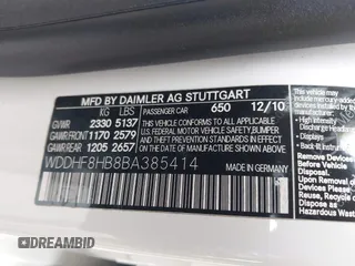 2011 Mercedes-Benz E-Class E 350 Luxury with VIN WDDHF8HB8BA385414, listed as a IAAI auction lot 41660725 with 1 mi miles. Bid and sale history available at carsss.com. Image 9.