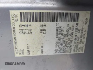 2009 Nissan Altima S z VIN 1N4AL21E59N478888, wystawiony jako IAAI lot #42250588 z przebiegiem 133 912 mil mil oraz . Historia ofert i sprzedaży dostępna na DreamBid. Obrazek 9.
