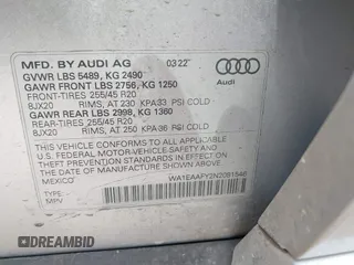 2022 Audi Q5 S line Premium Plus with VIN WA1EAAFY2N2081546, listed as a IAAI auction lot 42255043 with 33,371 mi miles and . Bid and sale history available at DreamBid. Image 9.