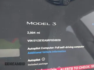 2024 Tesla Model 3 z VIN 5YJ3E1EA9RF858829, wystawiony jako IAAI lot #41160315 z przebiegiem 2 994 mil mil oraz . Historia ofert i sprzedaży dostępna na DreamBid. Obrazek 7.