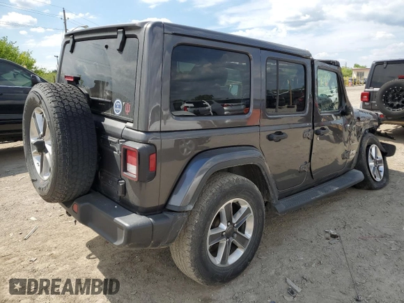 2019 Jeep Wrangler Unlimited Sahara with VIN 1C4HJXENXKW521630, listed as a Copart auction lot 56196145 with 56,753 mi miles and Salvage title. Bid and sale history available at DreamBid. Image 3.