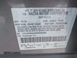 2009 Mazda 6 i Touring with VIN 1YVHP82A695M06099, listed as a IAAI auction lot 41318505 with 191,042 mi miles and . Bid and sale history available at carsss.com. Image 9.