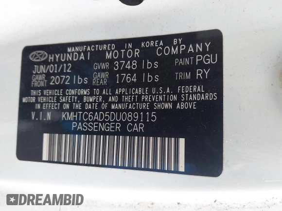 2013 Hyundai Veloster w/Gray Int с VIN KMHTC6AD5DU089115, выставлен на аукционе IAAI как лот 42498078 с пробегом 119 144 миль миль и . История ставок и продаж доступна на DreamBid. Изображение 9.