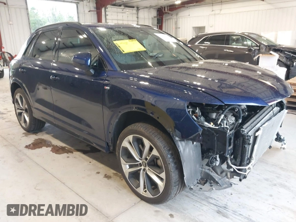 2022 Audi Q3 S line Premium Plus with VIN WA1EECF38N1134129, listed as a IAAI auction lot 41373501 with 13,597 mi miles. Bid and sale history available at carsss.com. Image 1.