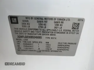 2014 Chevrolet Equinox LT with VIN 2GNFLGE36E6249065, listed as a Copart auction lot 43982235 with 109,471 mi miles and Salvage Title. Bid and sale history available at carsss.com. Image 15.