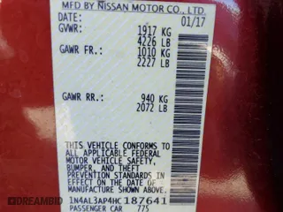 2017 Nissan Altima 2.5 SV with VIN 1N4AL3AP4HC187641, listed as a Copart auction lot 88065345 with 145,654 mi miles and Salvage Title. Bid and sale history available at carsss.com. Image 12.