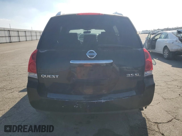 2007 Nissan Quest SE with VIN 5N1BV28U17N110898, listed as a Copart auction lot 86811594 with 213,558 mi miles and Salvage Title. Bid and sale history available at carsss.com. Image 6.
