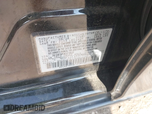2019 Nissan Sentra S z VIN 3N1AB7AP3KY218433, wystawiony jako IAAI lot #42049945 z przebiegiem 108 874 mil mil oraz . Historia ofert i sprzedaży dostępna na DreamBid. Obrazek 9.