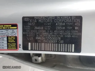2017 Kia Cadenza Technology with VIN KNALC4J12H5081078, listed as a Copart auction lot 81816954 with 102,471 mi miles and Salvage Title. Bid and sale history available at carsss.com. Image 12.