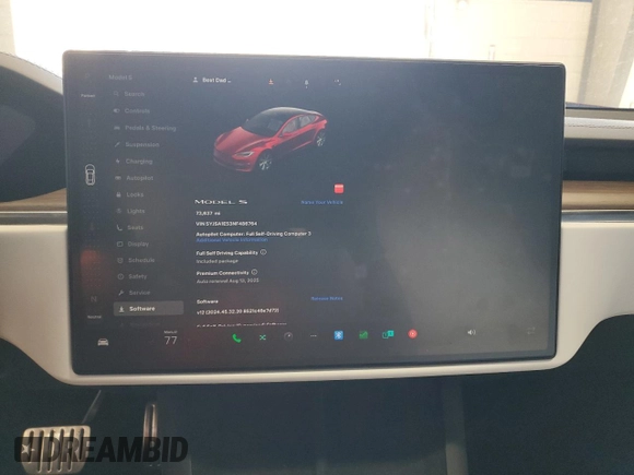 2022 Tesla Model S z VIN 5YJSA1E53NF486764, wystawiony jako Copart lot #52705885 z przebiegiem 73 637 mil mil oraz Szkoda całkowita • Salvage title. Historia ofert i sprzedaży dostępna na DreamBid. Obrazek 9.