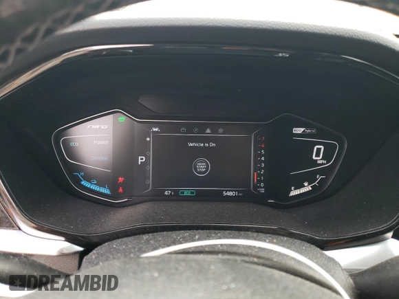 2020 Kia Niro EX Premium with VIN KNDCE3LC1L5433825, listed as a Copart auction lot 46509655 with 54,801 mi miles and Salvage Title. Bid and sale history available at carsss.com. Image 9.