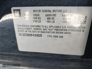 2015 Chevrolet Sonic LT with VIN 1G1JC5SH0F4164225, listed as a IAAI auction lot 41802382 with 160,822 mi miles. Bid and sale history available at carsss.com. Image 9.