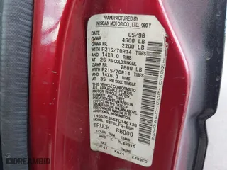 1996 Nissan Trucks 2WD XE with VIN 1N6SD16S5TC346136, listed as a IAAI auction lot 41676411 with 137,864 mi miles. Bid and sale history available at carsss.com. Image 9.