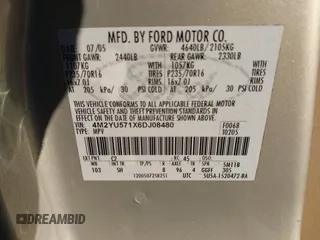 2006 Mercury Mariner Luxury с VIN 4M2YU571X6DJ08480, выставлен на аукционе IAAI как лот 41094486 с пробегом 138 138 миль миль и . История ставок и продаж доступна на DreamBid. Изображение 9.