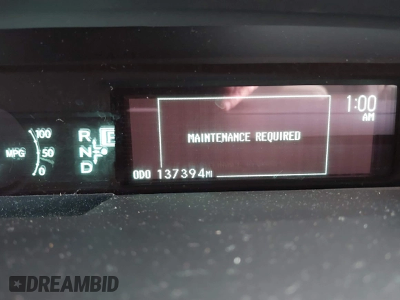 2013 Toyota Prius One with VIN JTDKN3DU4D5626877, listed as a IAAI auction lot 41731615 with 137,394 mi miles. Bid and sale history available at carsss.com. Image 16.