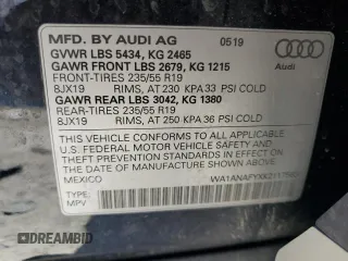 2019 Audi Q5 Premium with VIN WA1ANAFYXK2117563, listed as a Copart auction lot 61355445 with 49,209 mi miles and Salvage title. Bid and sale history available at DreamBid. Image 13.