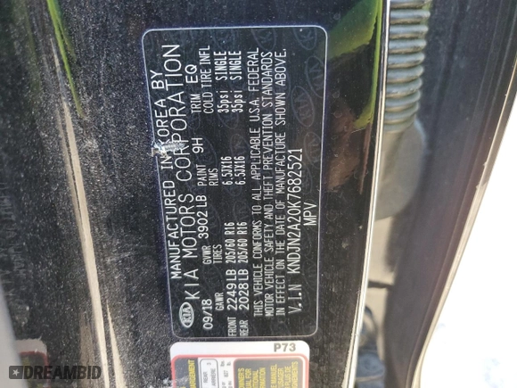 2019 Kia Soul with VIN KNDJN2A20K7682521, listed as a Copart auction lot 86978664 with 404,446 mi miles and Salvage Title. Bid and sale history available at carsss.com. Image 12.