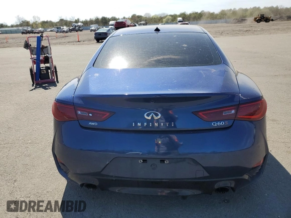2018 Infiniti Q60 Red Sport 400 with VIN JN1FV7EL4JM631175, listed as a Copart auction lot 54828705 with 55,084 mi miles and Salvage title. Bid and sale history available at DreamBid. Image 6.