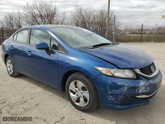 2013 Honda Civic Sdn LX with VIN 19XFB2F51DE079601, listed as a Copart auction lot 49495795 with 177,386 mi miles and Salvage Title. Bid and sale history available at carsss.com. Image 4.