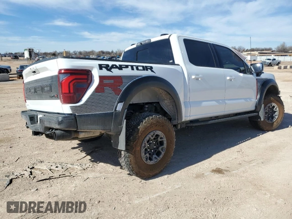 2024 Ford F-150 Raptor with VIN 1FTFW1RJ9RFB89090, listed as a Copart auction lot 43642975 with 5,164 mi miles and Salvage Title. Bid and sale history available at DreamBid. Image 3.