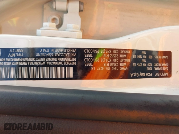 2016 Jeep Renegade Limited z VIN ZACCJADT5GPC65781, wystawiony jako IAAI lot #42424514 z przebiegiem 166 180 mil mil oraz . Historia ofert i sprzedaży dostępna na DreamBid. Obrazek 9.