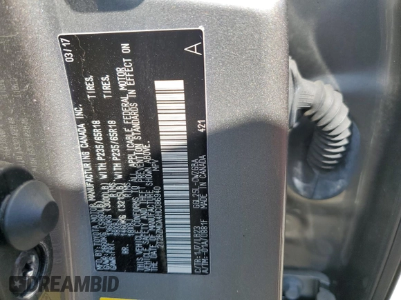 2017 Lexus RX 350 with VIN 2T2BZMCA4HC086940, listed as a Copart auction lot 62058225 with Not provided miles and Salvage title. Bid and sale history available at DreamBid. Image 13.