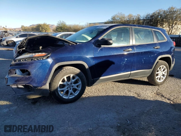 2015 Jeep Cherokee Sport with VIN 1C4PJMAB0FW564448, listed as a Copart auction lot 88367575 with 98,398 mi miles and Salvage Title. Bid and sale history available at carsss.com. Image 1.