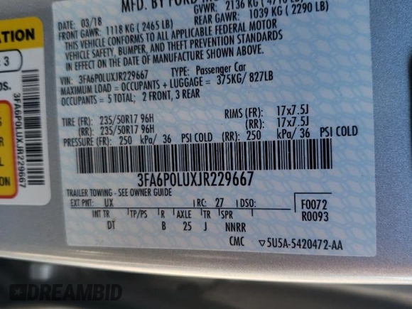 2018 Ford Fusion Hybrid SE with VIN 3FA6P0LUXJR229667, listed as a Copart auction lot 72738152 with 63,949 mi miles. Bid and sale history available at carsss.com. Image 15.