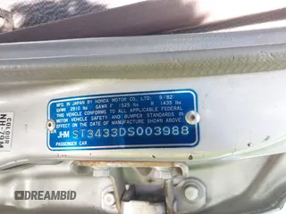 1983 Honda Civic z VIN JHMST3433DS003988, wystawiony jako IAAI lot #42069678 z przebiegiem 155 104 mil mil oraz . Historia ofert i sprzedaży dostępna na DreamBid. Obrazek 9.