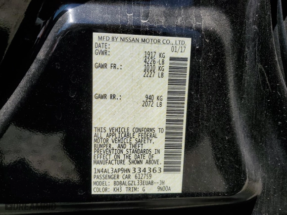 2017 Nissan Altima 2.5 SR with VIN 1N4AL3AP9HN334363, listed as a Copart auction lot 51983625 with 125,666 mi miles and Salvage Title. Bid and sale history available at carsss.com. Image 13.