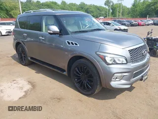 2015 Infiniti QX80 with VIN JN8AZ2NE8F9080456, listed as a IAAI auction lot 42163907 with 128,064 mi miles and . Bid and sale history available at DreamBid. Image 1.