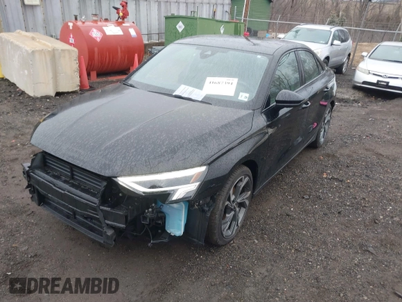 2023 Audi A3 Premium with VIN WAUGUDGY1PA104004, listed as a IAAI auction lot 41687394 with 30,187 mi miles. Bid and sale history available at carsss.com. Image 17.