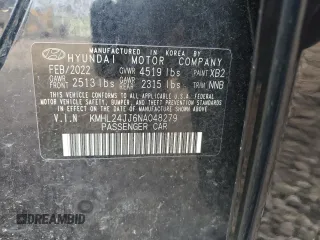 2022 Hyundai Sonata Hybrid Blue with VIN KMHL24JJ6NA048279, listed as a Copart auction lot 49585045 with 59,419 mi miles and Salvage Title. Bid and sale history available at carsss.com. Image 13.