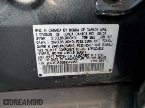 2006 Acura MDX with VIN 2HNYD18206H549358, listed as a Copart auction lot 83655044 with 174,087 mi miles and Salvage Title. Bid and sale history available at carsss.com. Image 13.