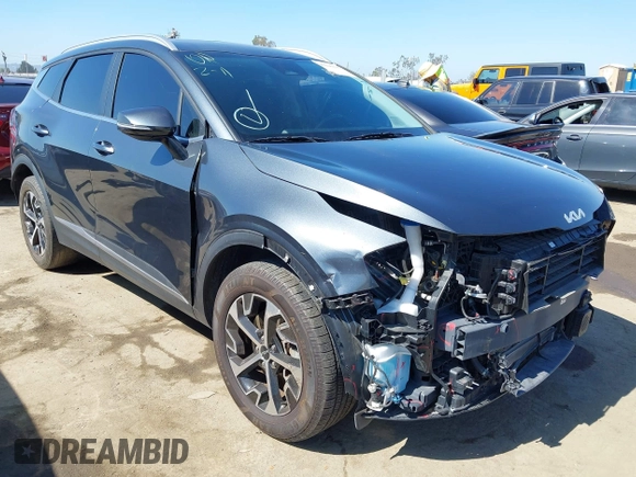 2023 Kia Sportage EX with VIN KNDPVCAG8P7019572, listed as a IAAI auction lot 42226335 with 68,583 mi miles and . Bid and sale history available at DreamBid. Image 1.