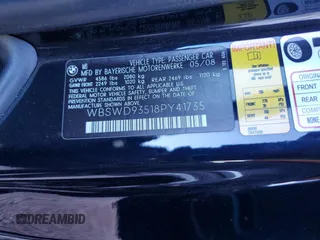 2008 BMW 3 Series M3 z VIN WBSWD93518PY41735, wystawiony jako Copart lot #42456645 z przebiegiem 36 437 mil mil oraz Szkoda całkowita • Salvage title. Historia ofert i sprzedaży dostępna na DreamBid. Obrazek 12.