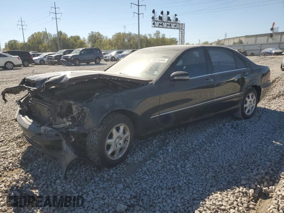 2000 Mercedes-Benz S-Class with VIN WDBNG70J1YA087950, listed as a Copart auction lot 72810344 with 160,530 mi miles and Salvage Title. Bid and sale history available at carsss.com. Image 1.