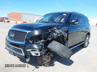 2016 Infiniti QX80 with VIN JN8AZ2NF5G9613566, listed as a IAAI auction lot 41820159 with 91,604 mi miles. Bid and sale history available at carsss.com. Image 2.
