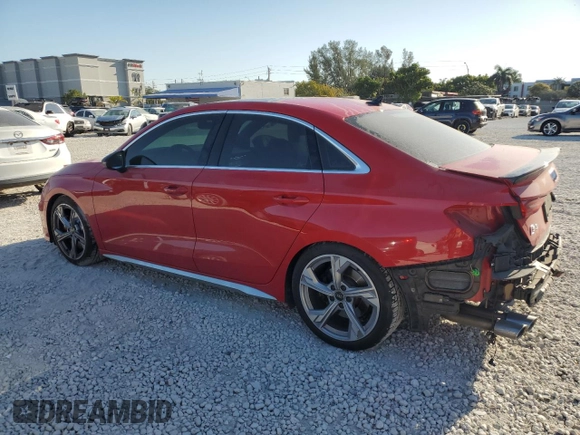 2023 Audi S3 Prestige z VIN WAUJ3DGY1PA035419, wystawiony jako Copart lot #48061495 z przebiegiem 33 488 mil mil oraz Szkoda całkowita • Salvage title. Historia ofert i sprzedaży dostępna na DreamBid. Obrazek 2.
