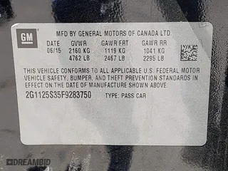 2015 Chevrolet Impala LT with VIN 2G1125S35F9283750, listed as a IAAI auction lot 41866133 with 119,095 mi miles. Bid and sale history available at carsss.com. Image 9.