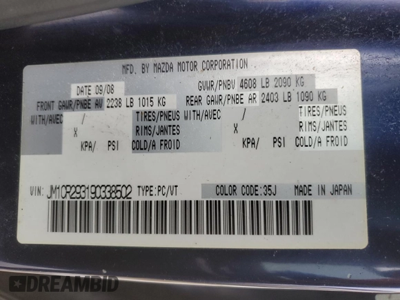 2009 Mazda 5 Sport с VIN JM1CR293190338502, выставлен на аукционе Copart как лот 46405375 с пробегом 226 291 миль миль и Чистый • Clean title. История ставок и продаж доступна на DreamBid. Изображение 12.